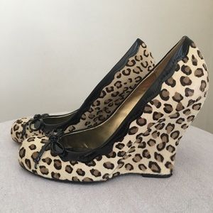 Leopard print high heel wedge